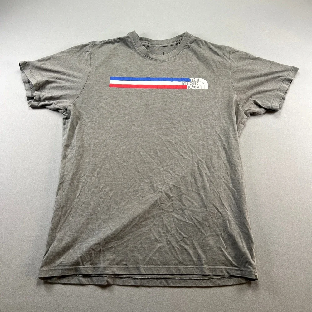 The North Face Usa Box T Shirt Mens Large Gray Cotton Short Sleeve Crew Neck